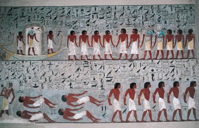 مصر, الأقصر, وادي الملوك, مقبرة حورمحب, النقوش الجدارية بواسطة الأسرة الثامنة عشر المصرية