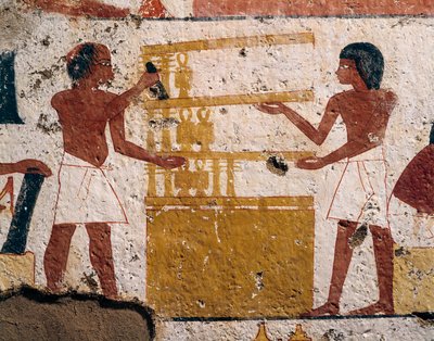 مصر ، الأقصر ، غرب طيبة ، وادي النبلاء. قبر نينامون وإيبوكي. لوحة جدارية تصور نجارين في العمل. (المملكة الحديثة ، الأسرة الثامنة عشر) بواسطة الأسرة الثامنة عشر المصرية
