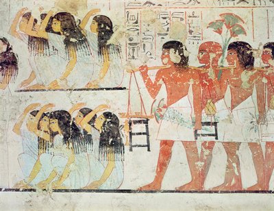 مجموعة المشيعين في موكب جنازة راموس ، من كنيسة مقبرة راموس ، المملكة الحديثة ، 1360 قبل الميلاد (لوحة جدارية) بواسطة الأسرة الثامنة عشر المصرية