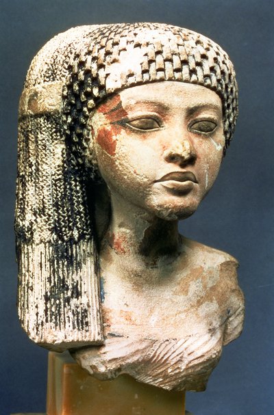 رأس أميرة من عائلة إخناتون ، المملكة الحديثة (الحجر الجيري المطلي) (انظر أيضًا 107940 ، 370210 ، 370211) بواسطة الأسرة الثامنة عشر المصرية