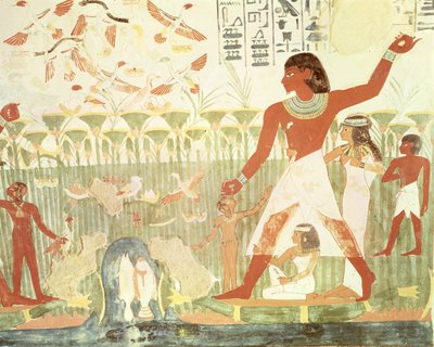 الصيد والصيد ، من مقبرة نخت ، المملكة الجديدة (رسم جداري) بواسطة الأسرة الثامنة عشر المصرية