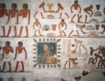 معالجة المعادن وتصنيع الطوب اللبن ، الجص ، مصلى ، قبر رخمير (TT100) ، الشيخ عبد القرنة ، طيبة (قائمة اليونسكو للتراث العالمي بواسطة الأسرة الثامنة عشر المصرية