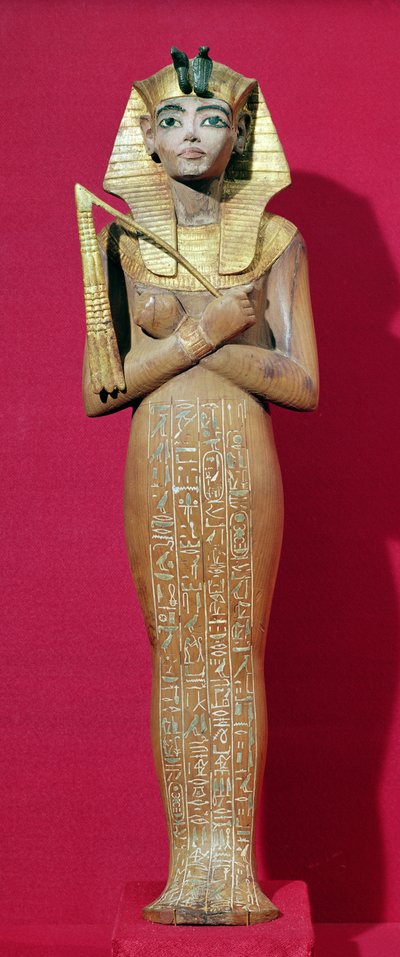شخصية شبتي للملك من مقبرة توت عنخ آمون (1370-1352 قبل الميلاد) المملكة الحديثة (خشب مطلي) بواسطة الأسرة الثامنة عشر المصرية