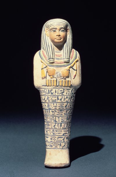Shabti of Sati ، ربما من سقارة ، المملكة الحديثة) (خزف متعدد الألوان) بواسطة الأسرة الثامنة عشر المصرية