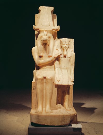 سوبك يقدم عنخ لأمنحوتوب الثالث (c.1417-1379 قبل الميلاد) المملكة الجديدة (المرمر) بواسطة الأسرة الثامنة عشر المصرية