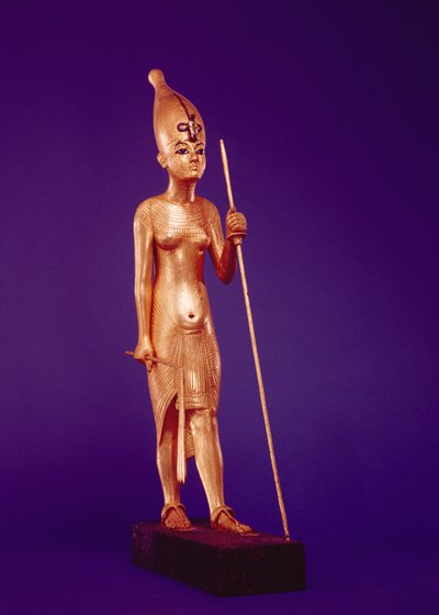 تمثال صغير للملك من مقبرة توت عنخ آمون (1370-1352 قبل الميلاد) المملكة الحديثة (خشب مذهّب) بواسطة الأسرة الثامنة عشر المصرية