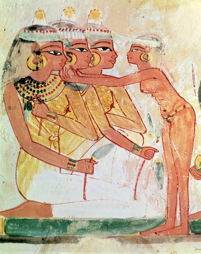 مرحاض النساء ، من قبر نخت ، المملكة الحديثة ، حوالي 1400 قبل الميلاد (لوحة جدارية) بواسطة الأسرة الثامنة عشر المصرية