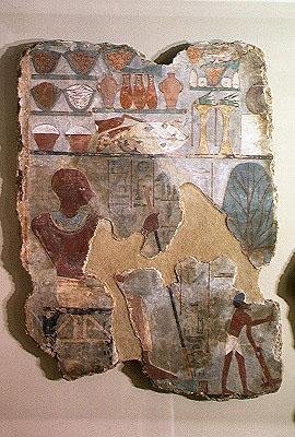 الكاتب Unsou يشرف على العمال في الحقول ، من مقبرة Unsou ، شرق طيبة ، المملكة الحديثة (رسم جداري) بواسطة الأسرة الثامنة عشر المصرية