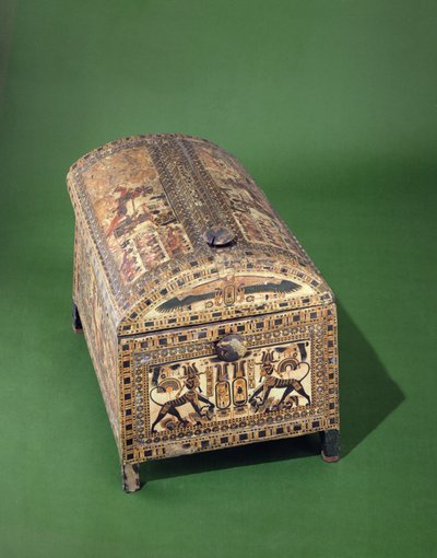 صندوق توت عنخ آمون ، المملكة الحديثة ، 1340 قبل الميلاد (خشب مطلي) بواسطة Egyptian 18th Dynasty