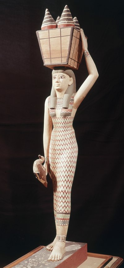 امرأة تحمل القرابين ، المملكة الحديثة (خشب مطلي) بواسطة Egyptian 18th Dynasty