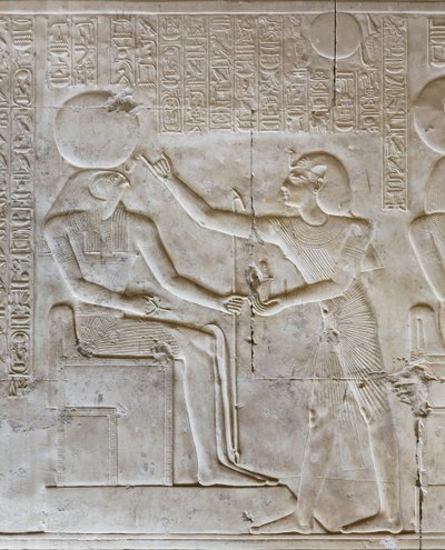 Basrelief ، معبد سيتي الأول ، أبيدوس ، مصر بواسطة الأسرة المصرية التاسعة عشرة