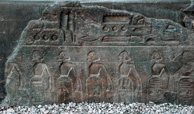 الآثار المصرية: تفاصيل نقش بارز يزين شعارات الأراضي التي احتلها فرعون رمسيس الثاني (1292-1186 قبل الميلاد). معبد الأقصر. الضفة الشرقية (طيبة) ، مصر بواسطة الأسرة المصرية التاسعة عشرة
