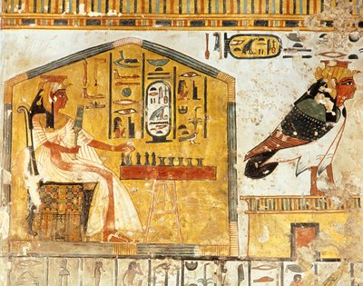 نفرتاري تلعب دور الكونجرس ، تفاصيل لوحة جدارية من مقبرة الملكة نفرتاري ، المملكة الحديثة بواسطة الأسرة المصرية التاسعة عشرة