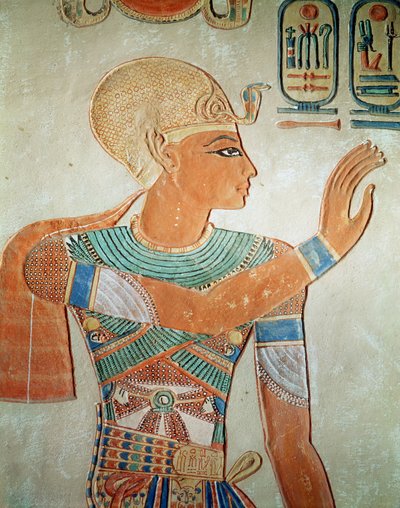 صورة لرمسيس الثالث (c.1184-1153 قبل الميلاد) من مقبرة آمون هير خشيف ، المملكة الحديثة (رسم جداري) بواسطة الأسرة المصرية التاسعة عشرة