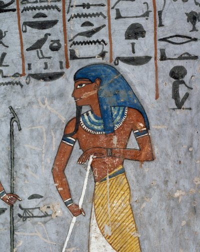 الإله أتوم ، لوحة جدارية ، حجرة الدفن ، قبر رمسيس الأول (KV16) ، وادي الملوك ، طيبة (قائمة اليونسكو للتراث العالمي بواسطة الأسرة المصرية التاسعة عشرة