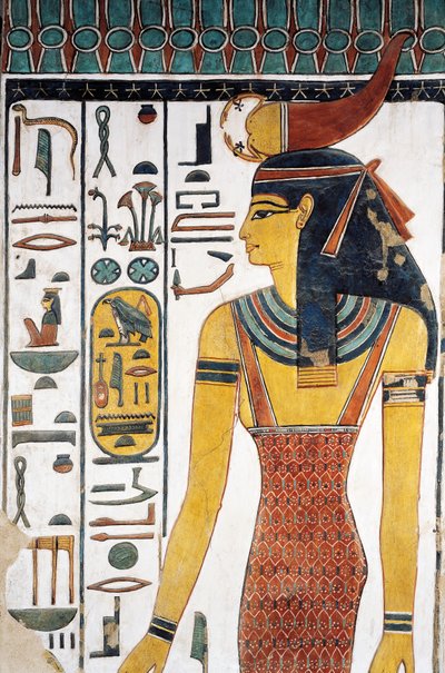 الإلهة سيلكيس ، لوحة جدارية ، مدخل الدهليز ، قبر نفرتاري (QV66) ، وادي الملكات ، طيبة (قائمة اليونسكو للتراث العالمي بواسطة الأسرة المصرية التاسعة عشرة