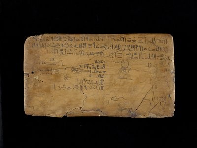 لوح كتابة بخطوط من النشيد إلى أخشاب فيضان النيل ، جيسو ، الكتان والحبر بواسطة Egyptian 19th Dynasty