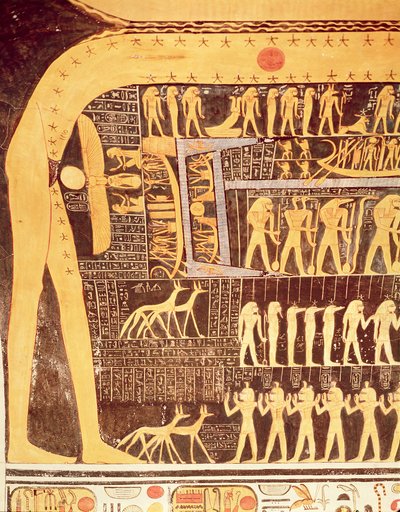 تفاصيل من كتاب اليوم من سقف حجرة الدفن في مقبرة رمسيس السادس (حكم 1143-1136 قبل الميلاد) المملكة الحديثة (رسم جداري) بواسطة Egyptian 20th Dynasty