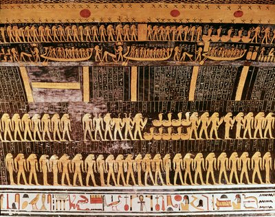 تفاصيل من كتاب اليوم من سقف حجرة الدفن في مقبرة رمسيس السادس (حكم 1143-1136 قبل الميلاد) المملكة الحديثة (رسم جداري) بواسطة الأسرة المصرية العشرون