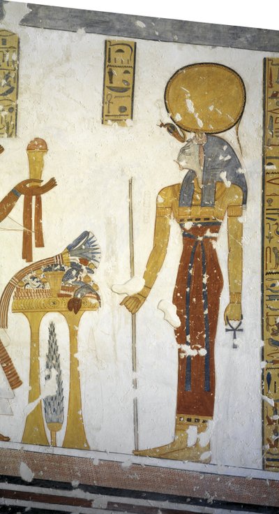 مصر ، طيبة ، الأقصر ، وادي الملوك ، قبر الأمير منتوخربشيف ، لوحة جدارية للإلهة باستت ذات رأس القط ، الأسرة العشرين بواسطة الأسرة المصرية العشرون