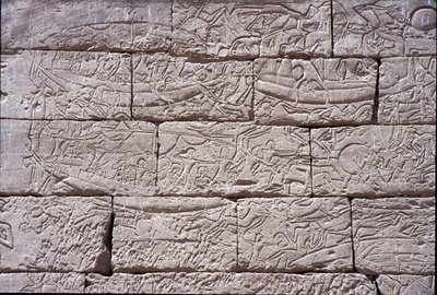 شعب البحر ، معركة رمسيس الثالث البحرية ، مدينة هابو ، 1195-64 قبل الميلاد بواسطة Egyptian 20th Dynasty