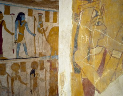 لوحات جدارية من مقبرة با نينتوي ، الواحات البحرية ، الجيزة ، مصر الحضارة المصرية ، الأسرة السادسة والعشرون ، 663-525 قبل الميلاد بواسطة الأسرة المصرية السادسة والعشرون