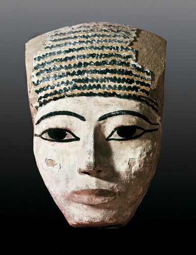 Ancient Egypt: Portrait for an Egyptian sarcophagus. 17th-12th century av JC. Polychrome wooden carving. Monistrol of Montserrat, Montserrat Museum. بواسطة مصري مصري