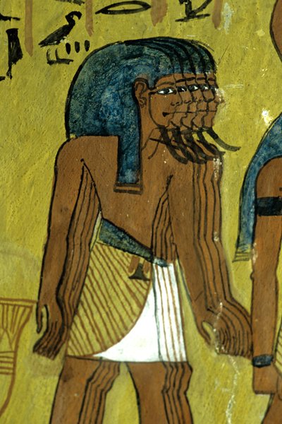 مصر القديمة، الرسم الجداري/النحت، الآلهة المرافقة لرع على مركب شمسي، مقبرة سننجم، طيبة بواسطة مصري مصري