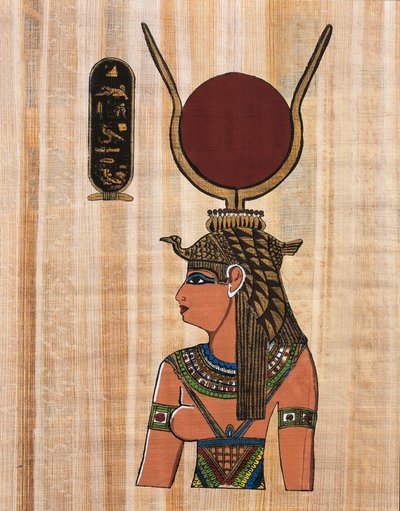Cleopatra VII, reconstruction of a relief from the temple of Kom Ombo (papyrus) بواسطة مصري مصري