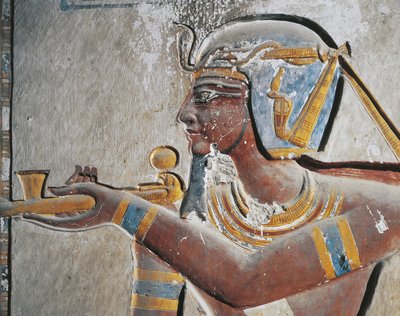 مصر ، طيبة القديمة ، وادي الملوك ، نقش بارز لفرعون في قبر رمسيس السادس بواسطة مصري مصري