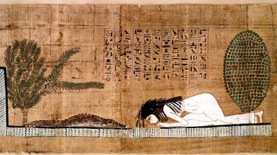 الأنتيكيت المصري: ممثل بائد يعبد التمساح ، رمز الفكوندايت. بردية من كتاب الموتى. القاهرة ، المتحف المصري - مصر القديمة: متوفى يعبد التمساح ، رمز الخصوبة. بردية من كتاب الموتى. بواسطة مصري مصري
