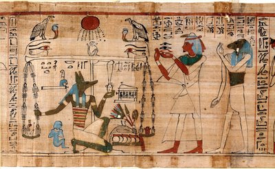 الآثار المصرية: وزن الروح - تفاصيل كتاب الموتى ، ورق البردي المحفوظ في المتحف المصري في تورينو ، إيطاليا بواسطة مصري مصري