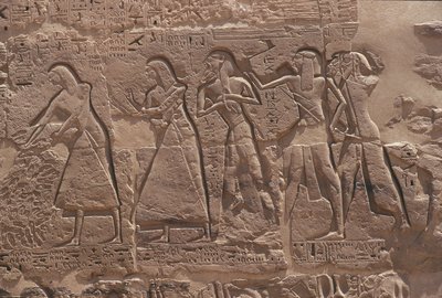 نقش الكاتب والأسير في معبد رمسيس الثالث المحصن في مدينة هابو بواسطة مصري مصري
