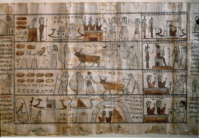 الآثار المصرية: حقول الإليزيه. بردية من كتاب الموتى. الفترة البطلمية. تورينو المتحف المصري بواسطة الفترة البطلمية المصرية
