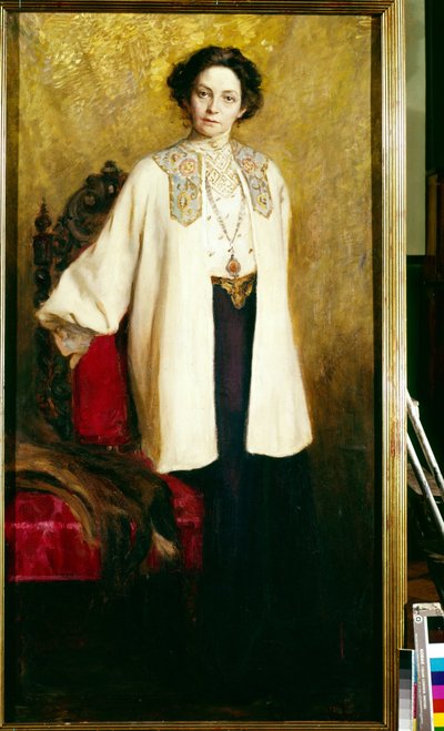 صورة للممثلة فيرا كوميسارجيفسكايا (كوميسارزيفسكايا) (1864-1910). لوحة لإيكاترينا سيرجيفنا زارودنايا كافوس (1862-1918)، زيت على قماش، حوالي عام 1906. الفن الروسي في القرن العشرين. متحف مسرح الدولة المركزي أ.باخروشين، موسكو. بواسطة إيكاترينا سيرجيفنا زارودنايا كافوس