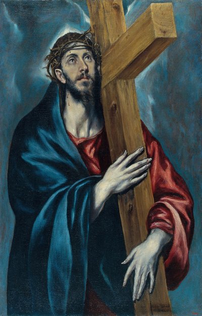 المسيح يحمل الصليب - رسم لدومينيكوس ثيوتوكوبولوس يُدعى إل غريكو (1541-1614) - حوالي 1590 - زيت على قماش - 106.4 × 69 - المتحف الوطني لفنون كاتالونيا ، برشلونة بواسطة إل جريكو
