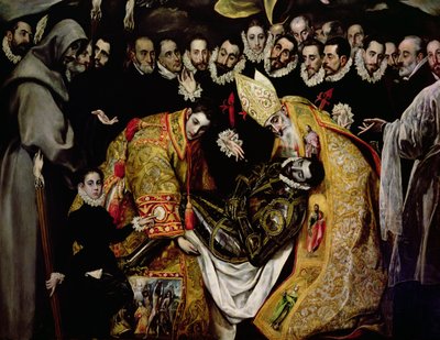 The Burial of Count Orgaz, from a legend of 1323, detail of a young page, St. Etienne, the Count and St. Augustine بواسطة إل جريكو