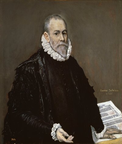 "بورتريه دي ميديسين" (صورة طبيب) لوحة لدومينيكوس ثيوتوكوبولوس دي إل غريكو (1541-1614) 1582-1585 ألوان زيتية على قماش قاتم 96x82 سم متحف ديل برادو ، مدريد بواسطة إل جريكو