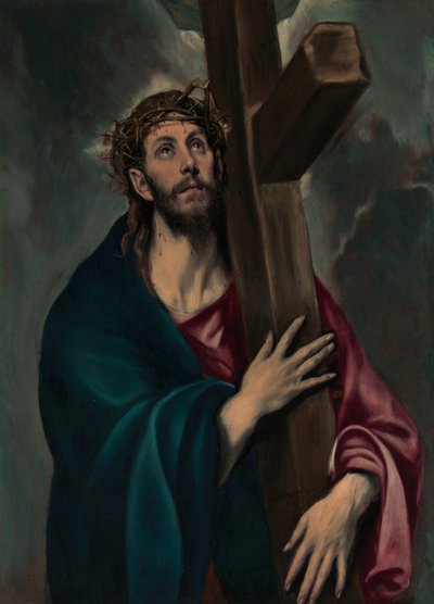 المسيح يحمل الصليب ، كاليفورنيا. 1577-87. بواسطة إل جريكو