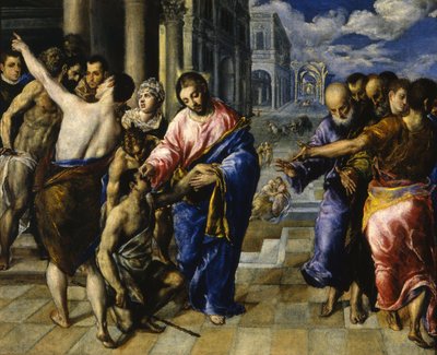 يسوع يشفي الأعمى ، ج. 1573 بواسطة El Greco