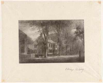 بدون عنوان [منزل على شارع تصطف على جانبيه الأشجار] بواسطة Elbridge Kingsley