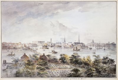 منظر ستوكهولم من Kungsholmen مع القصر الملكي والكنيسة العظمى والكنيسة الألمانية وكنيسة كاتارينا وكنيسة ريدارهولم ، بواسطة إلياس مارتن