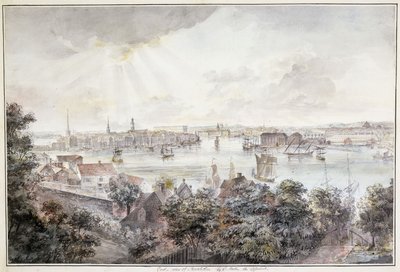 منظر ستوكهولم من سودر مع القصر الملكي ، Storkyrkan ، Riddarholmskykan و Tskakykan ، بواسطة إلياس مارتن