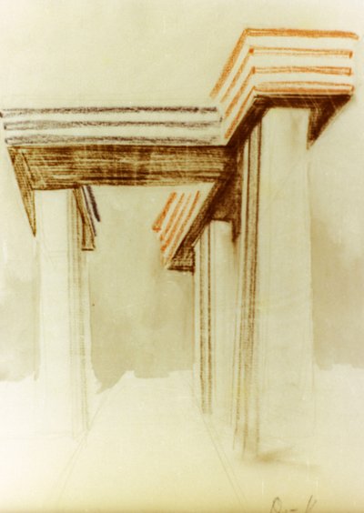 رسم تصميم لمبنى Wolkenbugel (Cloud-iron) المقترح بواسطة El Lissitzky (لازار ماركوفيتش ليسيتسكي) الذي لم يتم بناؤه مطلقًا بواسطة اليعازر ماركويتش ليسيتسكي