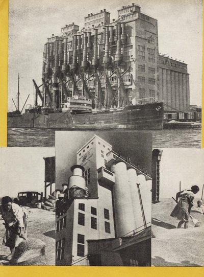 رسم توضيحي من اتحاد الجمهوريات الاشتراكية السوفياتية يبني الاشتراكية ، 1933. بواسطة اليعازر ماركويتش ليسيتسكي