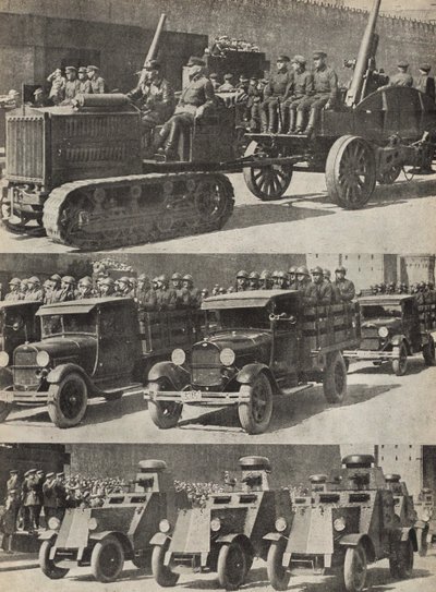 الجيش الأحمر. رسم توضيحي من اتحاد الجمهوريات الاشتراكية السوفياتية يبني الاشتراكية ، 1933. بواسطة اليعازر ماركويتش ليسيتسكي