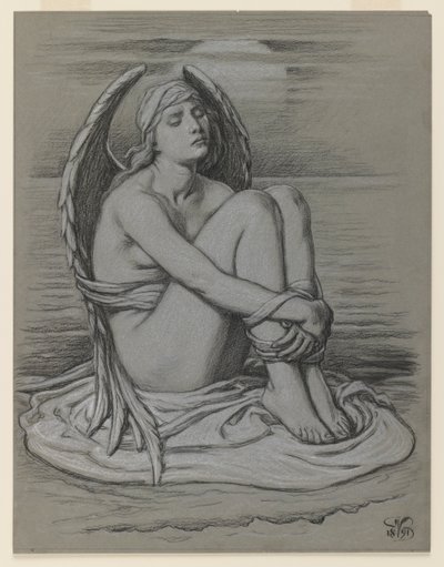 Bound Angel، 1891 (طباشير أبيض وأسود أو قلم تلوين على ورق منسوج) بواسطة اليهو فيدر