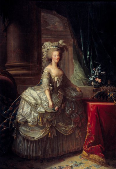 صورة للملكة ماري أنطوانيت (1755 - 1793). لوحة لماري إليزابيث لويز فيجي لو برون (أو فيجي ليبرون أو فيجي ليبرون) (1755-1842). القرن ال 19. زيت على قماش. الأبعاد: 2.76 × 1.93 م. - صورة بالحجم الكامل للملكة ماري أنطوانيت (1755-1793). بواسطة إليزابيث لويز فيجي ليبرون
