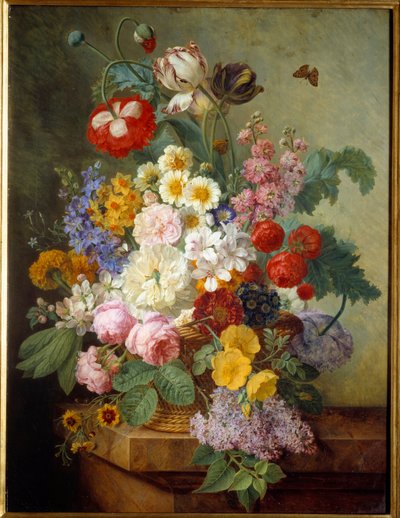 زهور في لوحة Rocaille بواسطة إليز بروير (1776-1842) 1836 صن. 0،84x0،64 م روان ، متحف الفنون الجميلة - زهور في صخرة. لوحة إليز بروير (1776-1842) بواسطة إليز بروير