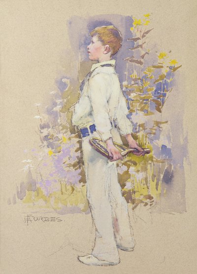 Alec in Whites (watercolor on paper) بواسطة إليزابيث أديلا ستانهوب فوربس